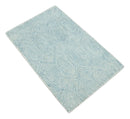 Ready to Ship Teal And Ivory Modern Contemporary Hand Tufted 2x3 Wool Rug by The Rug Decor