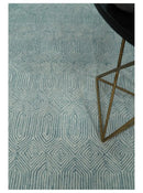 Ready to Ship Teal And Ivory Modern Contemporary Hand Tufted 6x9 Wool Rug by The Rug Decor