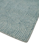 Ready to Ship Teal And Ivory Modern Contemporary Hand Tufted 6x9 Wool Rug by The Rug Decor