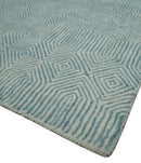 Ready to Ship Teal And Ivory Modern Contemporary Hand Tufted 8x10 Wool Rug by The Rug Decor