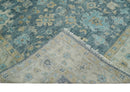 Ready to Ship Teal Blue Hand Knotted Oriental Oushak Ivory and Beige Wool Area Rug