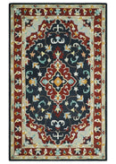 Ready to Ship Traditional Charcoal And Maroon Hand Tufted 5x8 Wool Rug by The Rug Decor