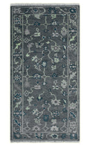 Ready to ship Traditional Gray And Blue 2.8x6 Wool Rug