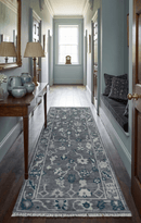 Ready to ship Traditional Gray And Blue 2.8x6 Wool Rug