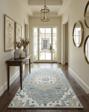 Ready to Ship Traditional Ivory And Blue Hand Tufted 5x8 Wool Rug by The Rug Decor