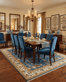 Ready to Ship Tree of Life Traditional Hand Knotted 8x10 Teal Blue and Ivory Wool Area Rug