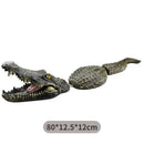 Realistic dark green & beige floating crocodile head garden water decor by Decorbites