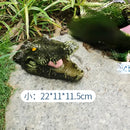 Realistic dark green & beige floating crocodile head garden water decor by Decorbites
