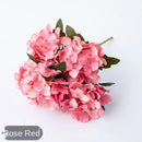 Realistic pink & white hydrangea branch decor wedding living room flowers by Decorbites