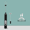 Rechargeable black & silver electric milk frother kitchen mixer by Decorbites