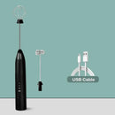 Rechargeable black & silver electric milk frother kitchen mixer by Decorbites