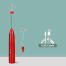 Rechargeable black & silver electric milk frother kitchen mixer by Decorbites