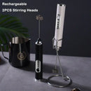 Rechargeable black & silver electric milk frother kitchen mixer by Decorbites