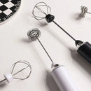 Rechargeable black & silver electric milk frother kitchen mixer by Decorbites