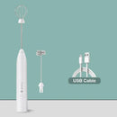 Rechargeable black & silver electric milk frother kitchen mixer by Decorbites