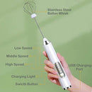 Rechargeable black & silver electric milk frother kitchen mixer by Decorbites