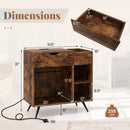 Record Player Stand with Power Outlet-Rustic Brown by LJGDeals