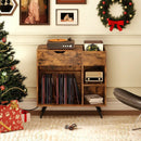 Record Player Stand with Power Outlet-Rustic Brown by LJGDeals