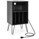 Record Player Stand with Charging Station by LJGDeals
