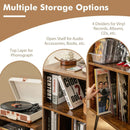 Record Player Stand with Charging Station by LJGDeals