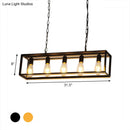 GobekUsa Rectangle Island Pendant: Black/Brass, Classic Metal, 5/6 Bulbs - Perfect for Dining Room Ceiling Lighting