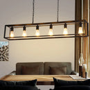 GobekUsa Rectangle Island Pendant: Black/Brass, Classic Metal, 5/6 Bulbs - Perfect for Dining Room Ceiling Lighting