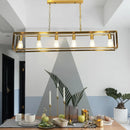 GobekUsa Rectangle Island Pendant: Black/Brass, Classic Metal, 5/6 Bulbs - Perfect for Dining Room Ceiling Lighting