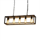 GobekUsa Rectangle Island Pendant: Black/Brass, Classic Metal, 5/6 Bulbs - Perfect for Dining Room Ceiling Lighting