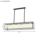 GobekUsa Rectangle Island Pendant – Opal Glass Hanging Light Kit in Black, 5 Lights – Ideal for Dining Room