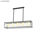 GobekUsa Rectangle Island Pendant – Opal Glass Hanging Light Kit in Black, 5 Lights – Ideal for Dining Room