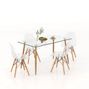5 Pieces Rectangle Dining Table Set with 51 Inch Glass Tabletop by LJGDeals