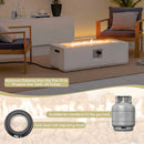 42 Inch 50 000 BTU Rectangle Terrazzo Fire Pit Table with PVC Cover-White by LJGDeals