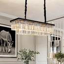 GobekUsa Rectangular 2-Tier Crystal Pendant Light: Artistic Island Hanging Fixture for Living Room