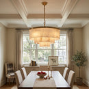 Rectangular Alabaster Tiered Round Chandelier