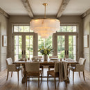 Rectangular Alabaster Tiered Round Chandelier