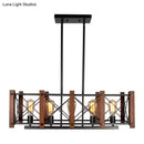 GobekUsa Rectangular Cage Industrial Pendant Light - 5-Light Metal Island Lighting in Black