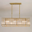 GobekUsa Rectangular Clear Crystal Island Pendant Light - 3 Head Traditional Suspension Lighting for Dining Room