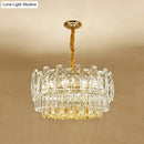 GobekUsa Rectangular Drum Crystal Chandelier with 9 Bulbs for Bedroom Ceiling Lighting in Clear and Simple Style