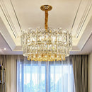 GobekUsa Rectangular Drum Crystal Chandelier with 9 Bulbs for Bedroom Ceiling Lighting in Clear and Simple Style