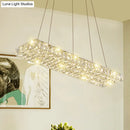 GobekUsa Rectangular K9 Crystal Ceiling Pendant Light - Contemporary Clear Dining Room Suspension Lamp