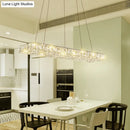 GobekUsa Rectangular K9 Crystal Ceiling Pendant Light - Contemporary Clear Dining Room Suspension Lamp