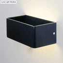 GobekUsa Rectangular Metal Wall Mounted Lamp - Modernist 8"/12" Wide LED Up & Down Lighting in Gold/Black/White, White/Warm Light
