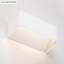 GobekUsa Rectangular Metal Wall Mounted Lamp - Modernist 8"/12" Wide LED Up & Down Lighting in Gold/Black/White, White/Warm Light