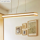 GobekUsa Rectangular Wood Island Pendant Light - Nordic LED Dining Room Fixture in Beige