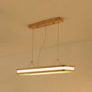 GobekUsa Rectangular Wood Island Pendant Light - Nordic LED Dining Room Fixture in Beige