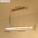 GobekUsa Rectangular Wood Island Pendant Light - Nordic LED Dining Room Fixture in Beige