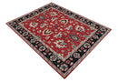 Red and Black Hand Knotted Wool Area Rug - Traditional Oushak