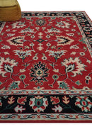 Red and Black Hand Knotted Wool Area Rug - Traditional Oushak
