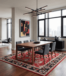 Red and Black Hand Knotted Wool Area Rug - Traditional Oushak