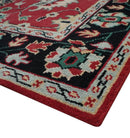 Red and Black Hand Knotted Wool Area Rug - Traditional Oushak